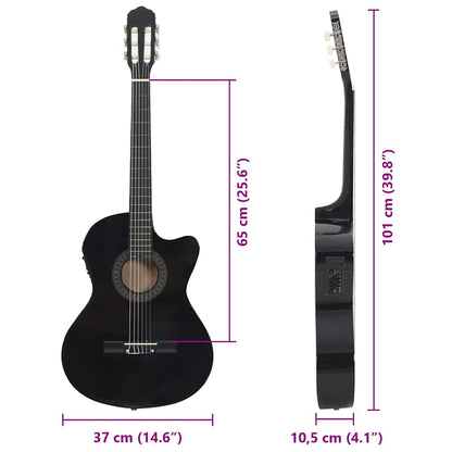 Western Classical Cutaway Guitar with Equalizer 6 Strings Black