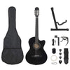 12 Piece Western Guitar Set with Equalizer and 6 Strings Black