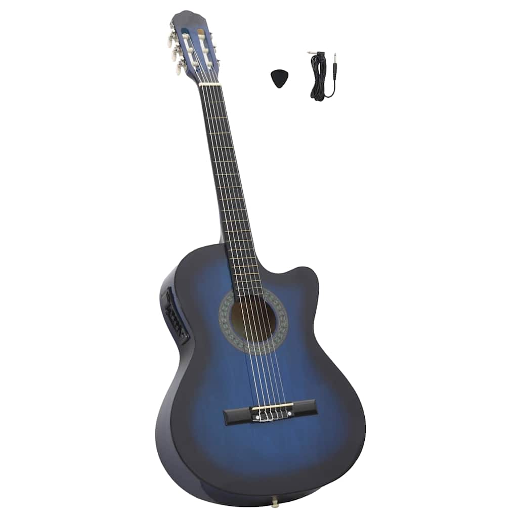 Western Classical Cutaway Guitar with Equalizer 6 Strings Blue