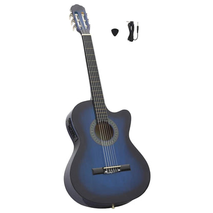 Western Classical Cutaway Guitar with Equalizer 6 Strings Blue