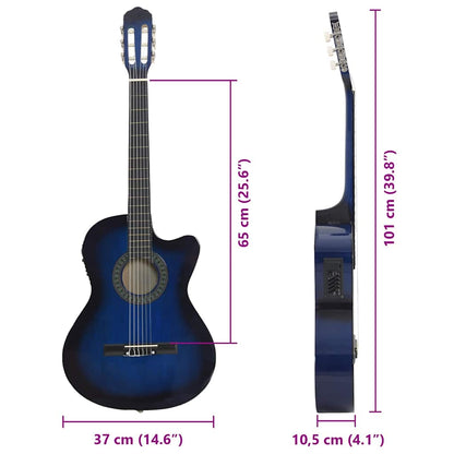 Western Classical Cutaway Guitar with Equalizer 6 Strings Blue