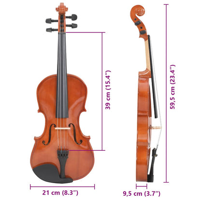 Violin Full Set with Bow and Chin Rest Dark Wood 4/4