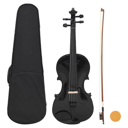 Violin Full Set with Bow and Chin Rest Black 4/4