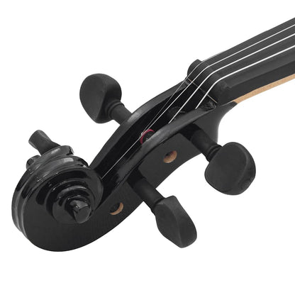 Violin Full Set with Bow and Chin Rest Black 4/4