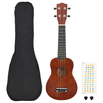 Soprano Ukulele Set with Bag for Kids Dark Wood 23"
