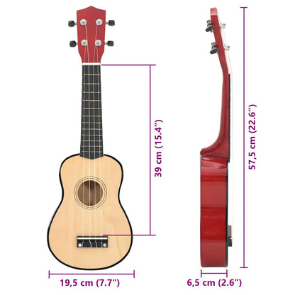 Soprano Ukulele Set with Bag for Kids Light Wood 23"