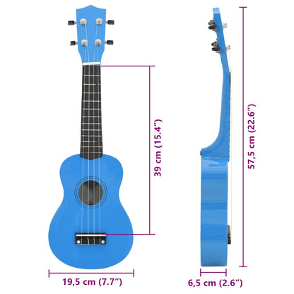 Soprano Ukulele Set with Bag for Kids Baby Blue 23"