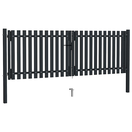 Double Door Fence Gate Steel 300x125 cm Anthracite