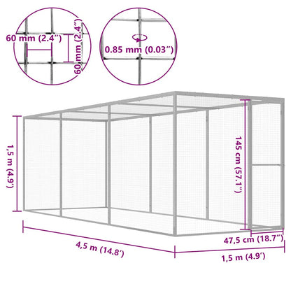 Cat Cage 4.5x1.5x1.5 m Galvanised Steel