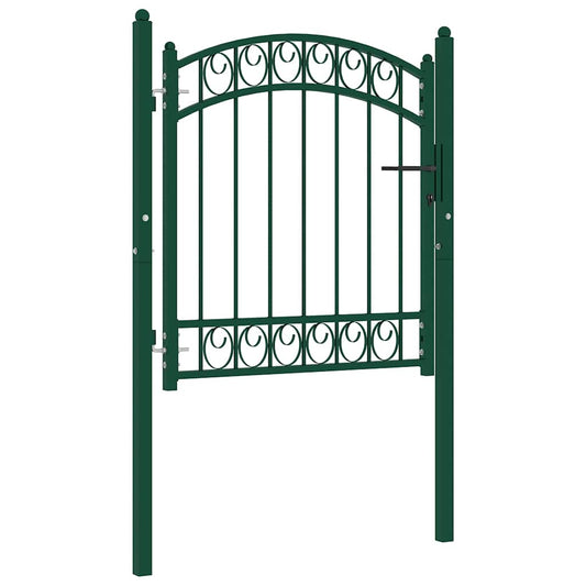 Fence Gate "EMMEN" with Arched Top Steel 100x86 cm Green
