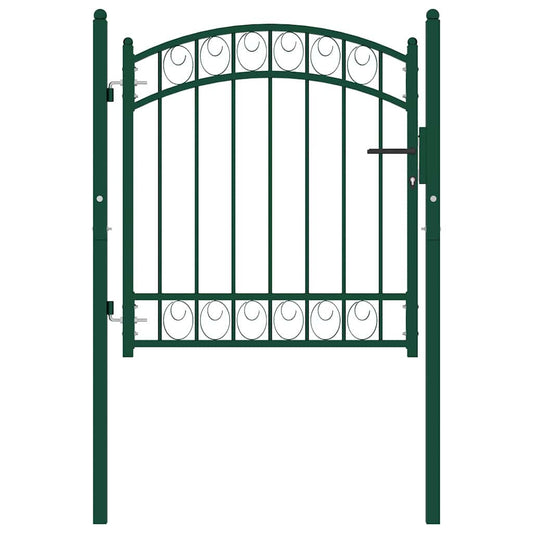 Fence Gate "EMMEN" with Arched Top Steel 100x86 cm Green
