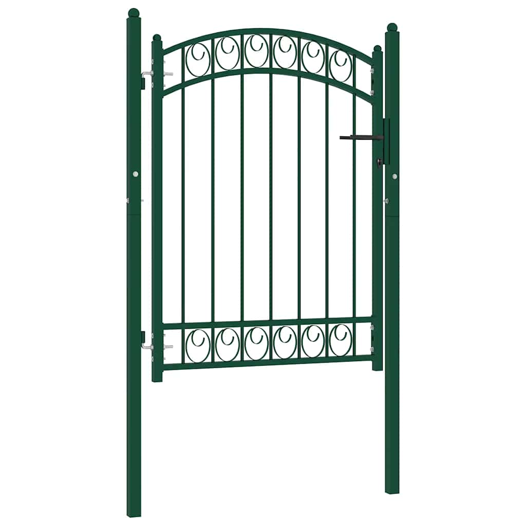 Fence Gate "EMMEN" with Arched Top Steel 100x98,5 cm Green
