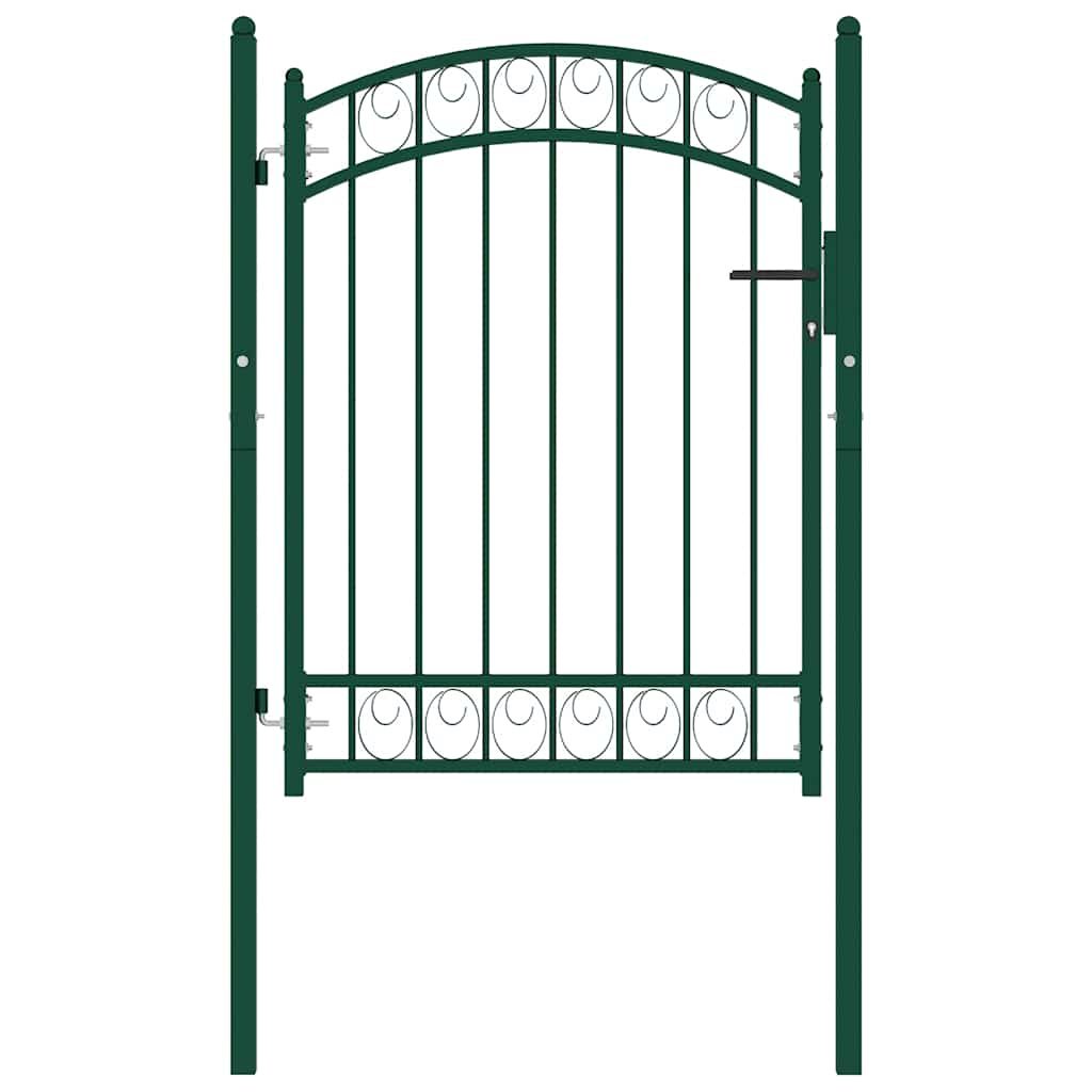 Fence Gate "EMMEN" with Arched Top Steel 100x98,5 cm Green