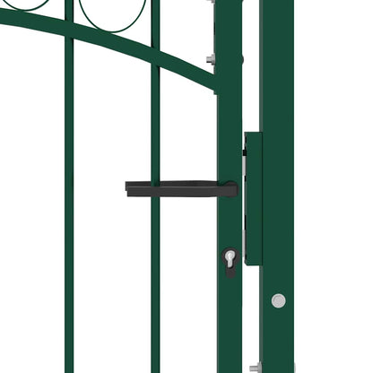 Fence Gate "EMMEN" with Arched Top Steel 100x98,5 cm Green