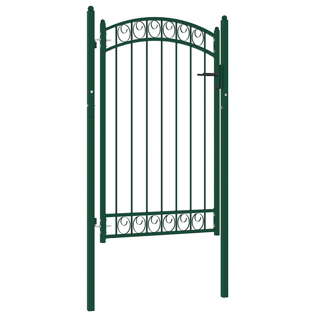 Fence Gate "EMMEN" with Arched Top Steel 100x106 cm Green