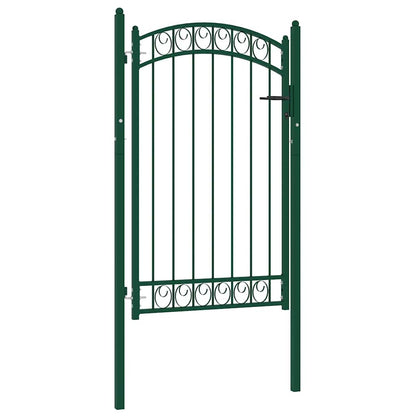 Fence Gate "EMMEN" with Arched Top Steel 100x106 cm Green