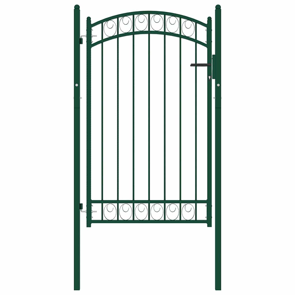 Fence Gate "EMMEN" with Arched Top Steel 100x106 cm Green