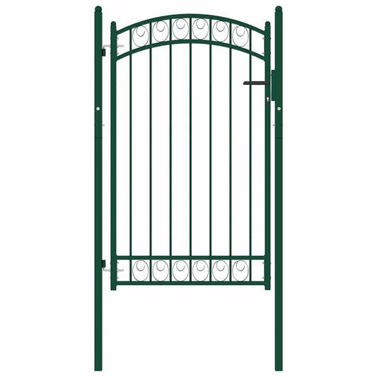 Fence Gate "EMMEN" with Arched Top Steel 100x106 cm Green