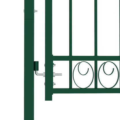 Fence Gate "EMMEN" with Arched Top Steel 100x106 cm Green