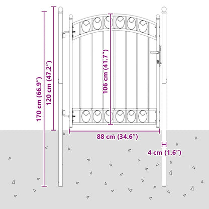 Fence Gate "EMMEN" with Arched Top Steel 100x106 cm Green