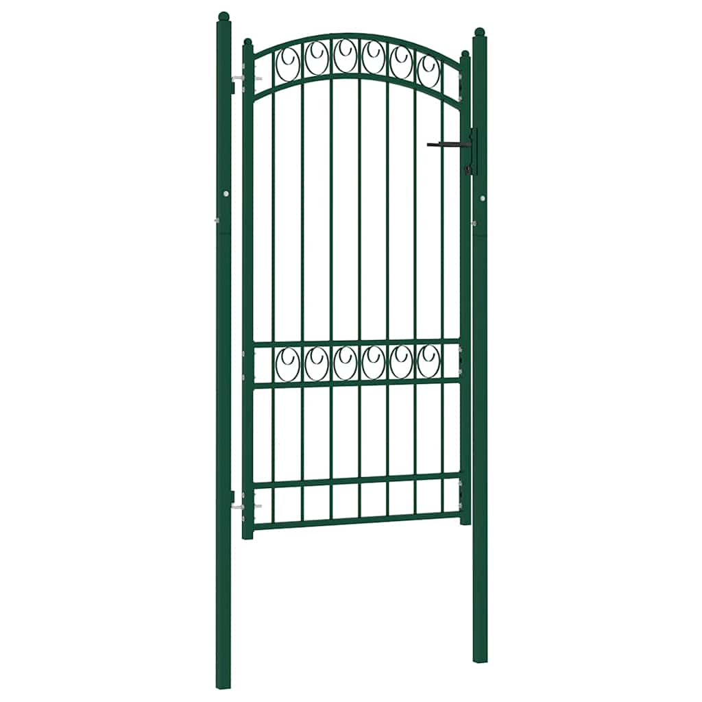 Fence Gate "EMMEN" with Arched Top Steel 100x123,5 cm Green
