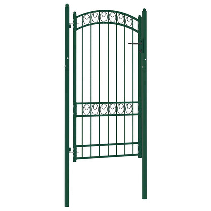 Fence Gate "EMMEN" with Arched Top Steel 100x123,5 cm Green