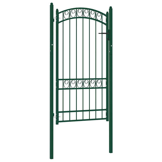 Fence Gate "EMMEN" with Arched Top Steel 100x123,5 cm Green
