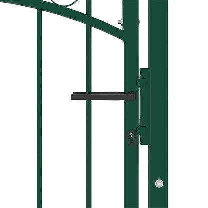 Fence Gate "EMMEN" with Arched Top Steel 100x123,5 cm Green