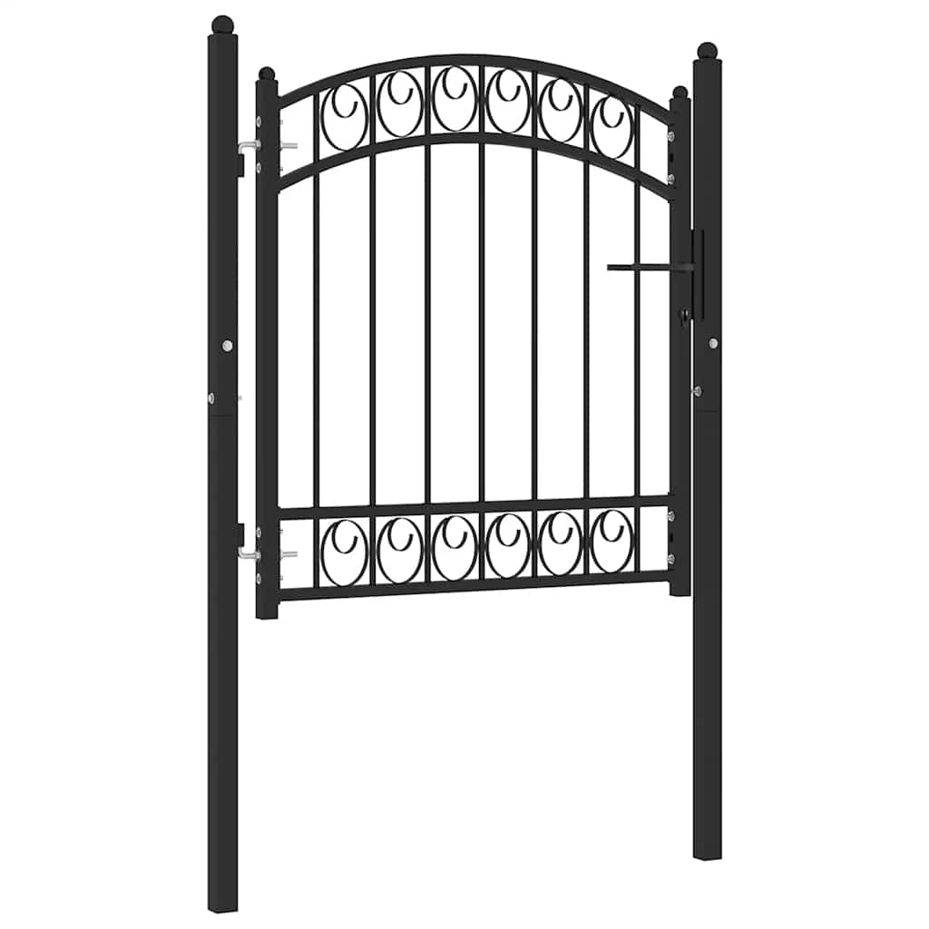 Fence Gate "EMMEN" with Arched Top Steel 100x86 cm Black
