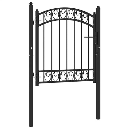 Fence Gate "EMMEN" with Arched Top Steel 100x86 cm Black