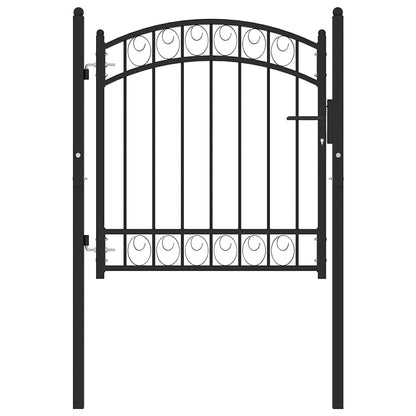 Fence Gate "EMMEN" with Arched Top Steel 100x86 cm Black