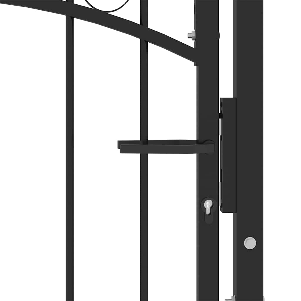 Fence Gate "EMMEN" with Arched Top Steel 100x86 cm Black