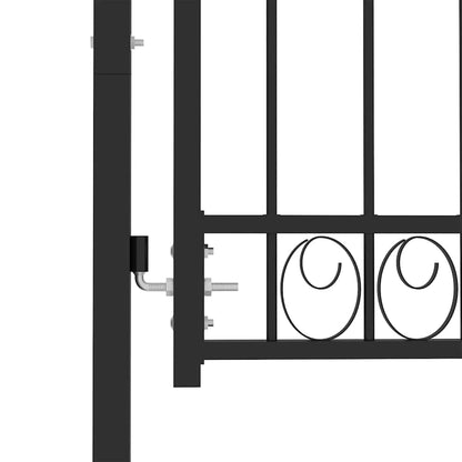 Fence Gate "EMMEN" with Arched Top Steel 100x86 cm Black