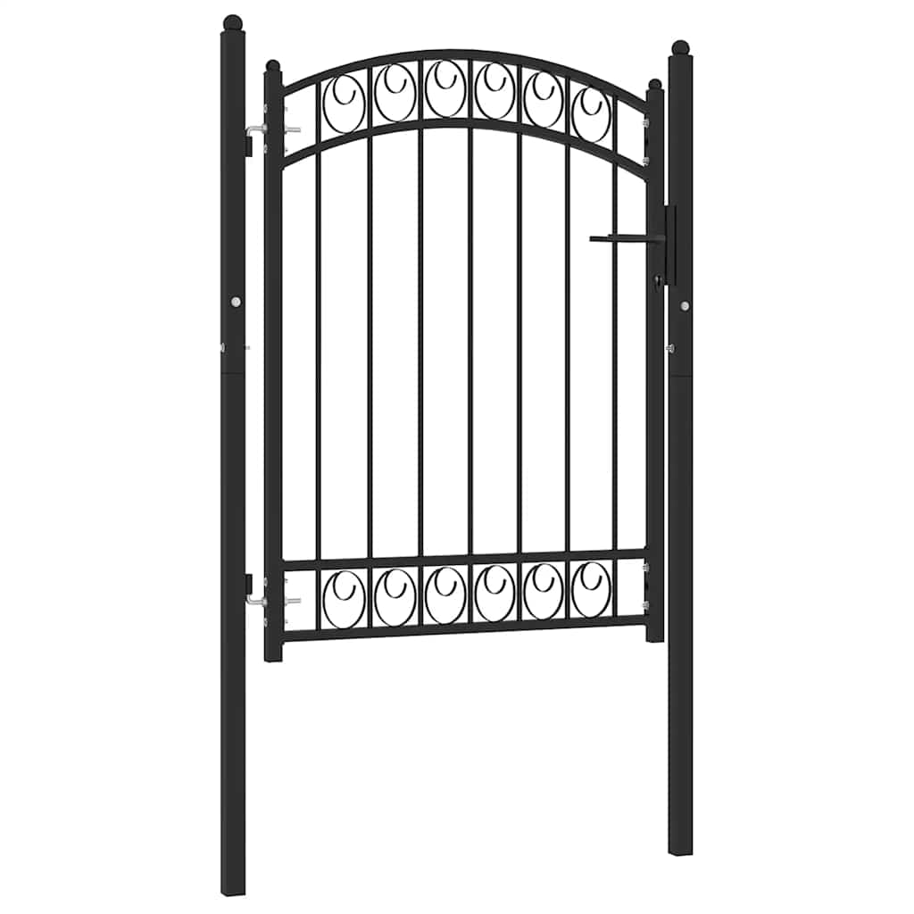 Fence Gate "EMMEN" with Arched Top Steel 100x98,5 cm Black