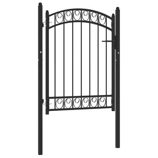 Fence Gate "EMMEN" with Arched Top Steel 100x98,5 cm Black