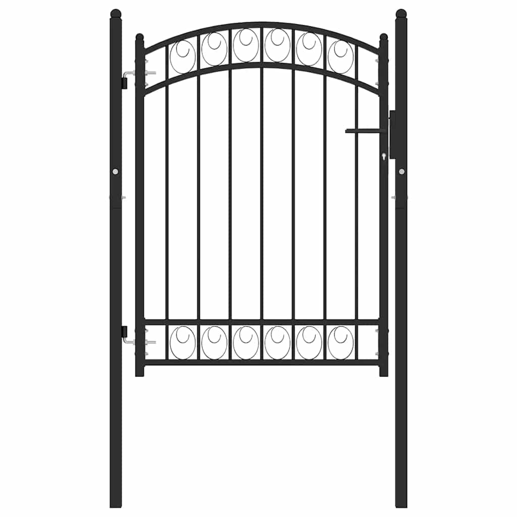 Fence Gate "EMMEN" with Arched Top Steel 100x98,5 cm Black