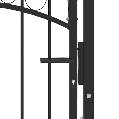 Fence Gate "EMMEN" with Arched Top Steel 100x98,5 cm Black