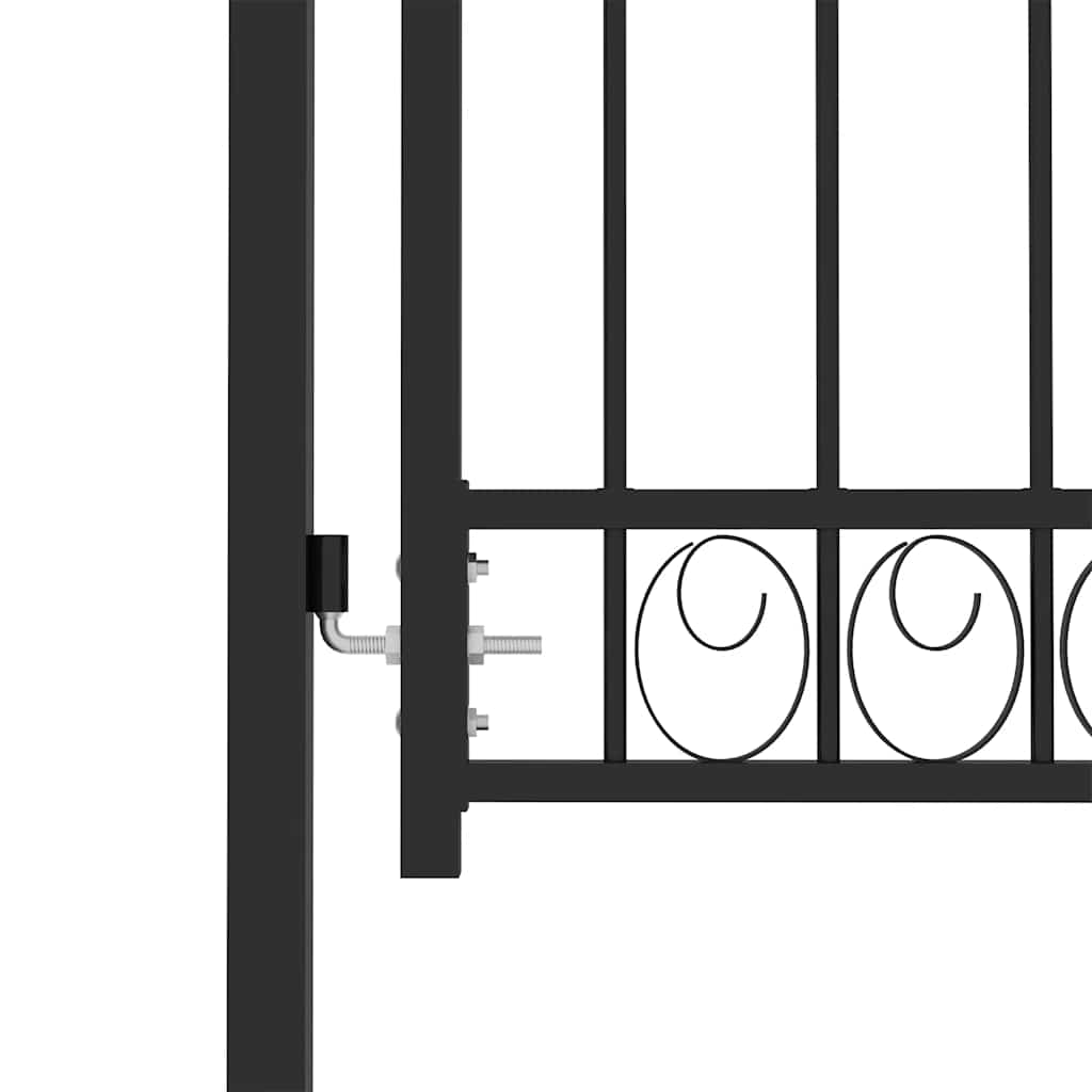 Fence Gate "EMMEN" with Arched Top Steel 100x98,5 cm Black