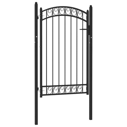 Fence Gate "EMMEN" with Arched Top Steel 100x106 cm Black