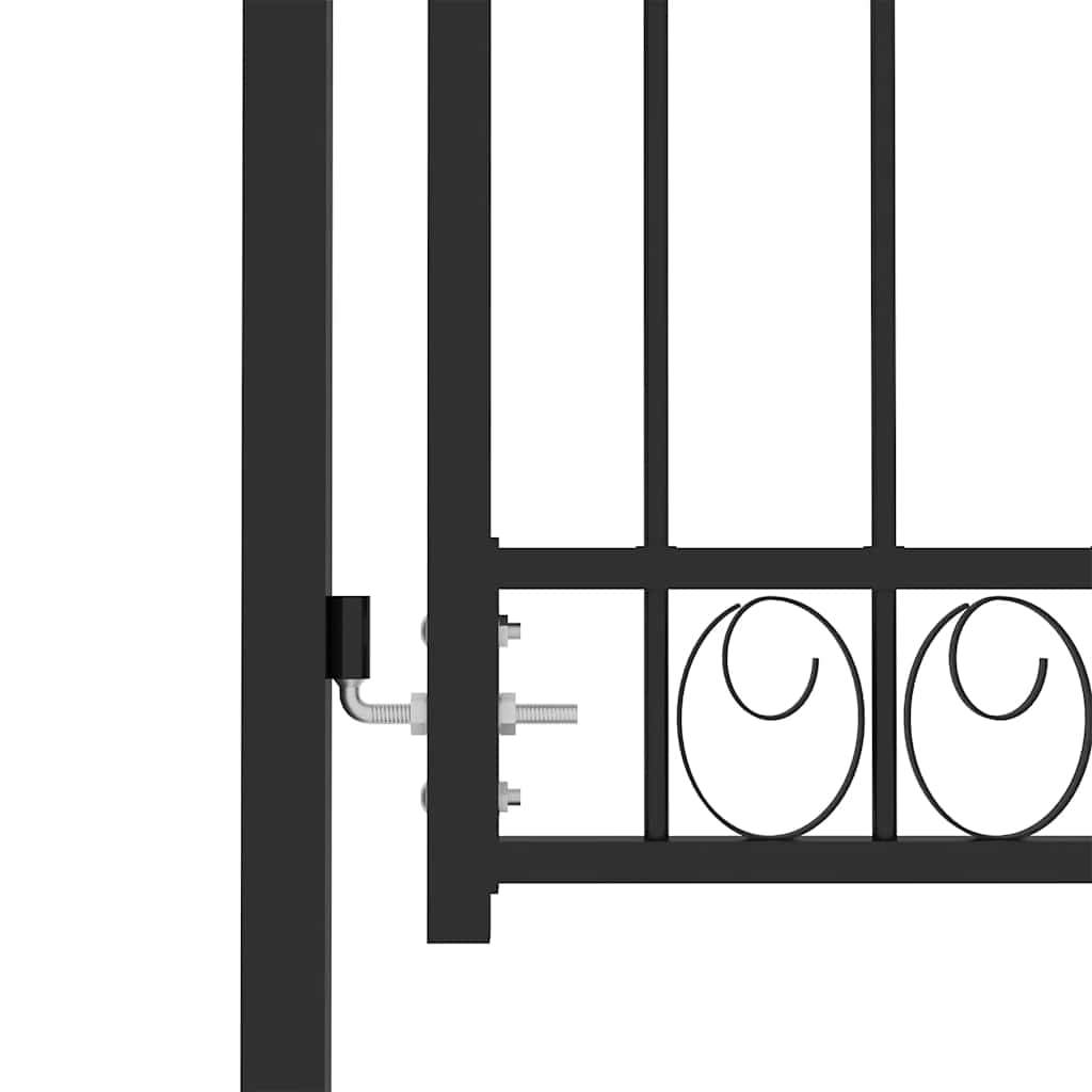 Fence Gate "EMMEN" with Arched Top Steel 100x106 cm Black