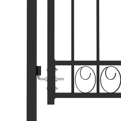 Fence Gate "EMMEN" with Arched Top Steel 100x106 cm Black