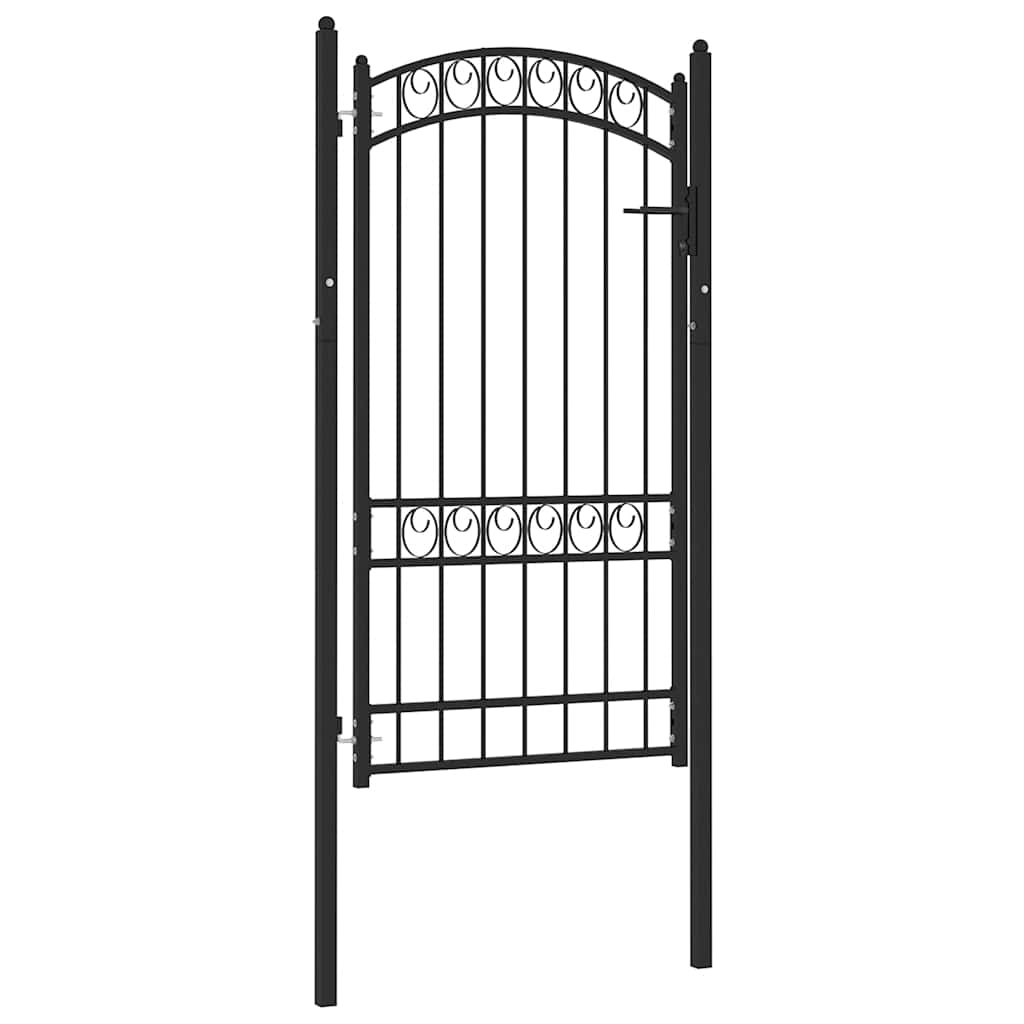 Fence Gate "EMMEN" with Arched Top Steel 100x123,5 cm Black
