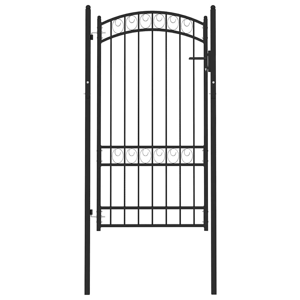 Fence Gate "EMMEN" with Arched Top Steel 100x123,5 cm Black