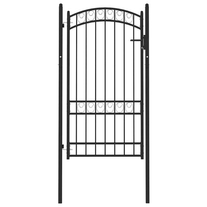 Fence Gate "EMMEN" with Arched Top Steel 100x123,5 cm Black