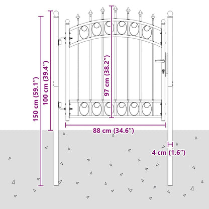 146378 vidaXL Fence Gate "EMMEN" with Spikes Steel 103x97 cm Black