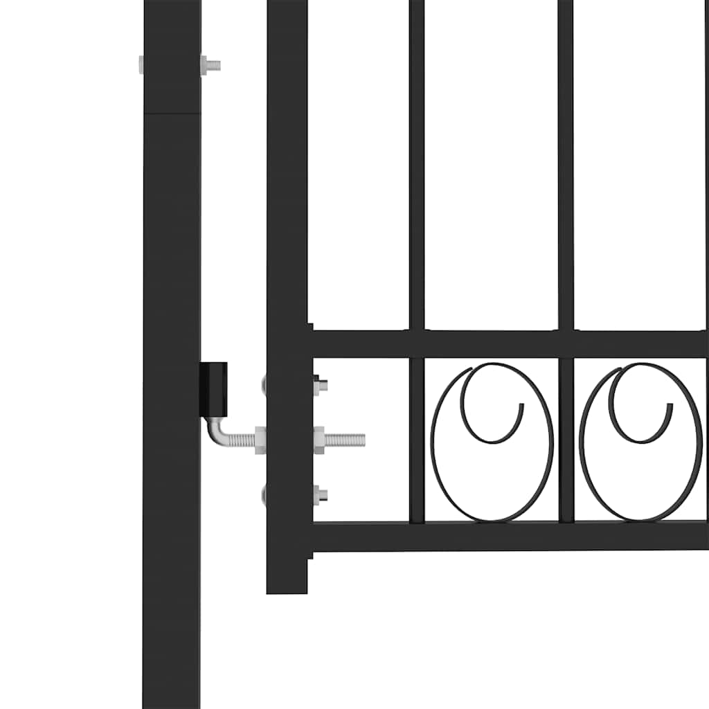146379 vidaXL Fence Gate "EMMEN" with Spikes Steel 103x109,5 cm Black