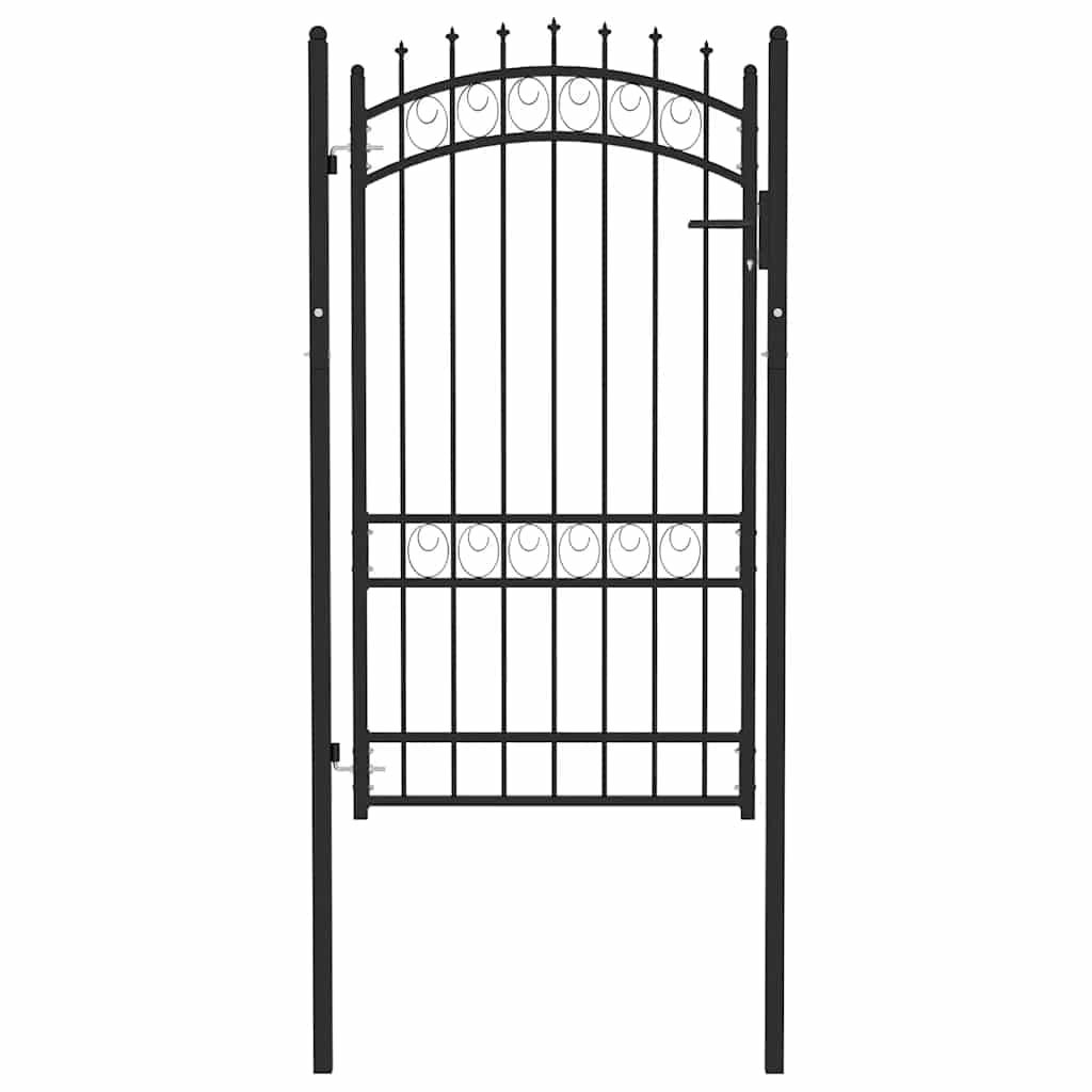146381 vidaXL Fence Gate "EMMEN" with Spikes Steel 103x134,5 cm Black