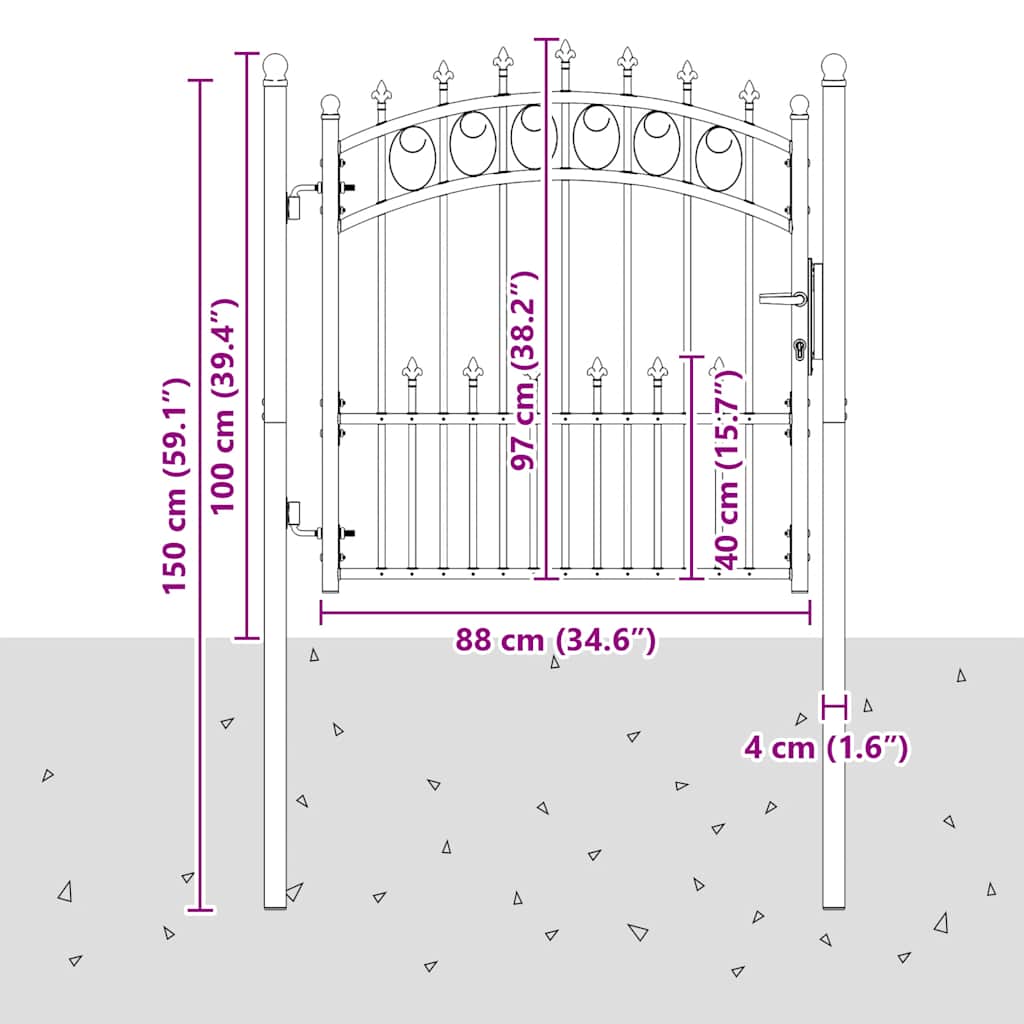 Fence Gate EMMEN with Spikes Steel 104x97 cm Green