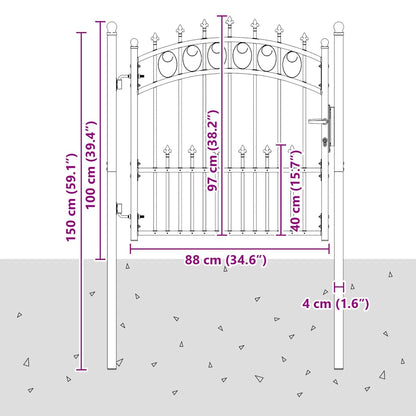 Fence Gate EMMEN with Spikes Steel 104x97 cm Green