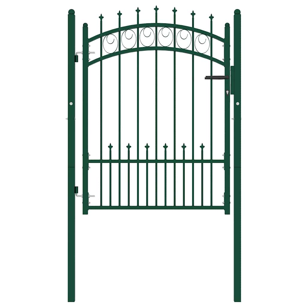 Fence Gate EMMEN with Spikes Steel 104x109.5 cm Green